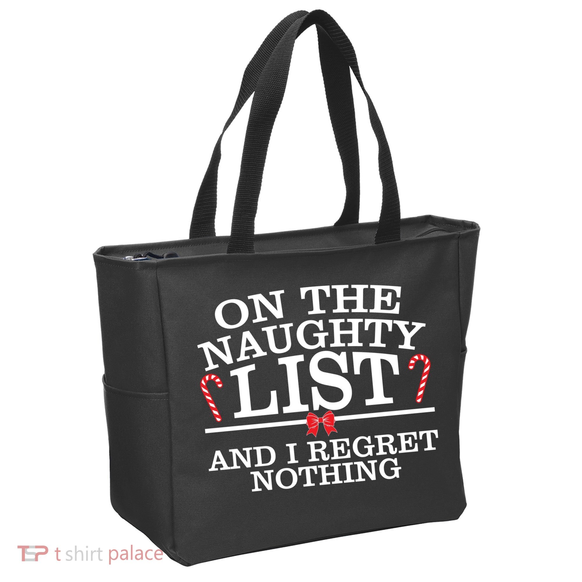 On The Naughty List Funny Christmas Tote Bag