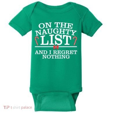 On The Naughty List Funny Christmas Baby Bodysuit