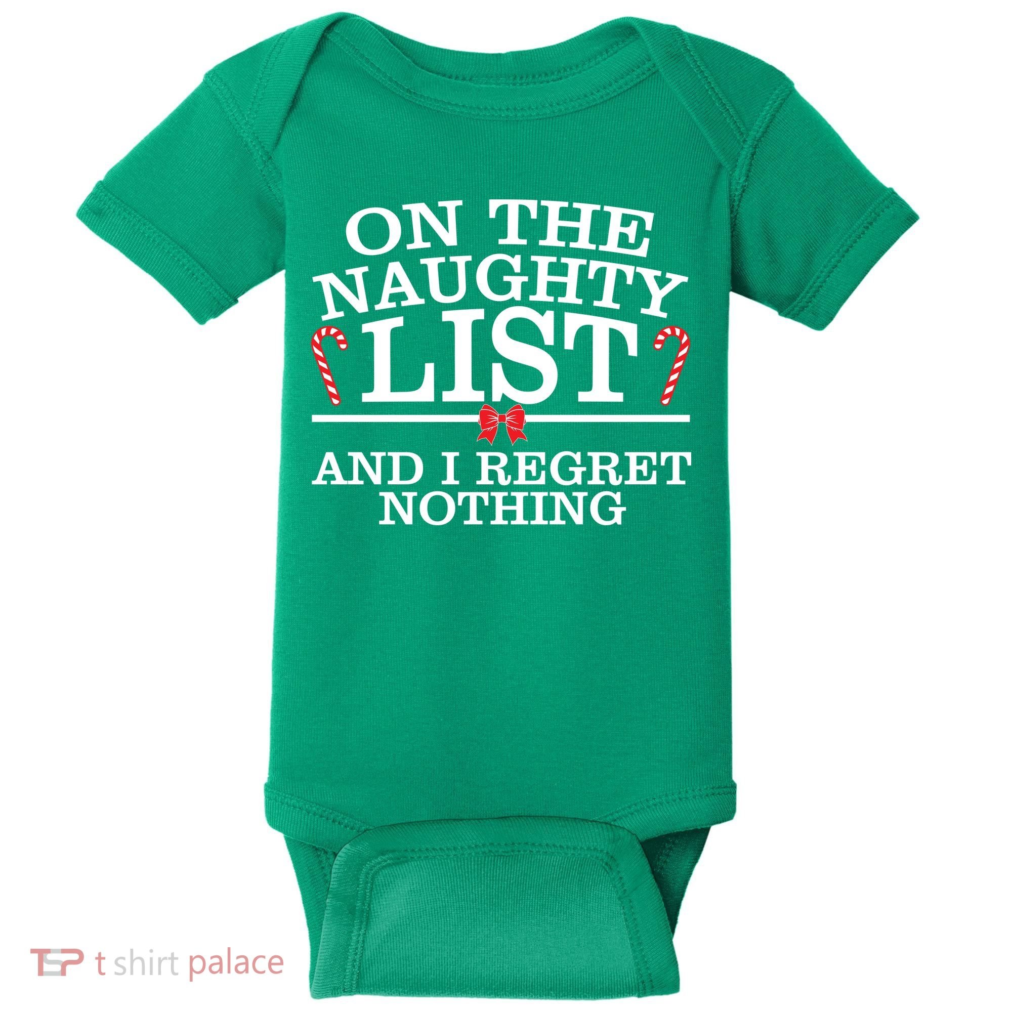 On The Naughty List Funny Christmas Baby Bodysuit