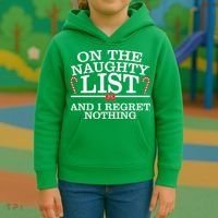 On The Naughty List Funny Christmas Kids Hoodie thumb 3