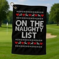 On The Naughty List Ugly Christmas Golf Towel thumb 1