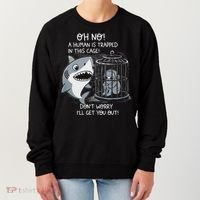 Oh No! A Human In A Cage Great White Shark Ocean Biologists Women's Sweatshirt thumb 0
