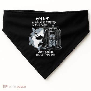 Oh No! A Human In A Cage Great White Shark Ocean Biologists USA-Made Doggie Bandana