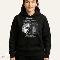 Oh No! A Human In A Cage Great White Shark Ocean Biologists Hoodie thumb 5