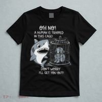 Oh No! A Human In A Cage Great White Shark Ocean Biologists T-Shirt thumb 5