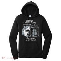 Oh No! A Human In A Cage Great White Shark Ocean Biologists Women's Hoodie thumb 0