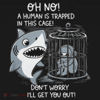 Oh No! A Human In A Cage Great White Shark Ocean Biologists Women's Hoodie thumb 2