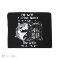 Oh No! A Human In A Cage Great White Shark Ocean Biologists Mousepad thumb 0