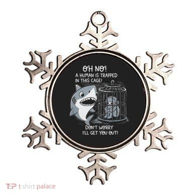 Oh No! A Human In A Cage Great White Shark Ocean Biologists Ornament