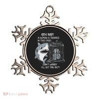 Oh No! A Human In A Cage Great White Shark Ocean Biologists Ornament thumb 0