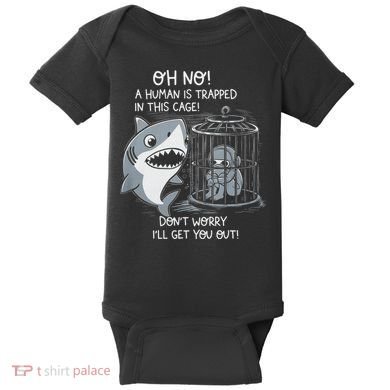 Oh No! A Human In A Cage Great White Shark Ocean Biologists Baby Bodysuit