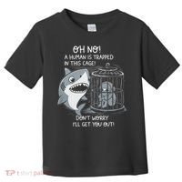 Oh No! A Human In A Cage Great White Shark Ocean Biologists Toddler T-Shirt thumb 0