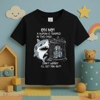 Oh No! A Human In A Cage Great White Shark Ocean Biologists Toddler T-Shirt thumb 3