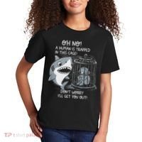 Oh No! A Human In A Cage Great White Shark Ocean Biologists Kids T-Shirt thumb 2