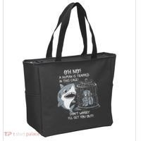 Oh No! A Human In A Cage Great White Shark Ocean Biologists Tote Bag thumb 2