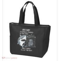 Oh No! A Human In A Cage Great White Shark Ocean Biologists Tote Bag thumb 3