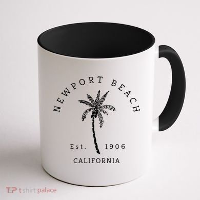 Original Newport Beach Ca Palm Tree Unique Novelty Art Gift Coffee Mug back