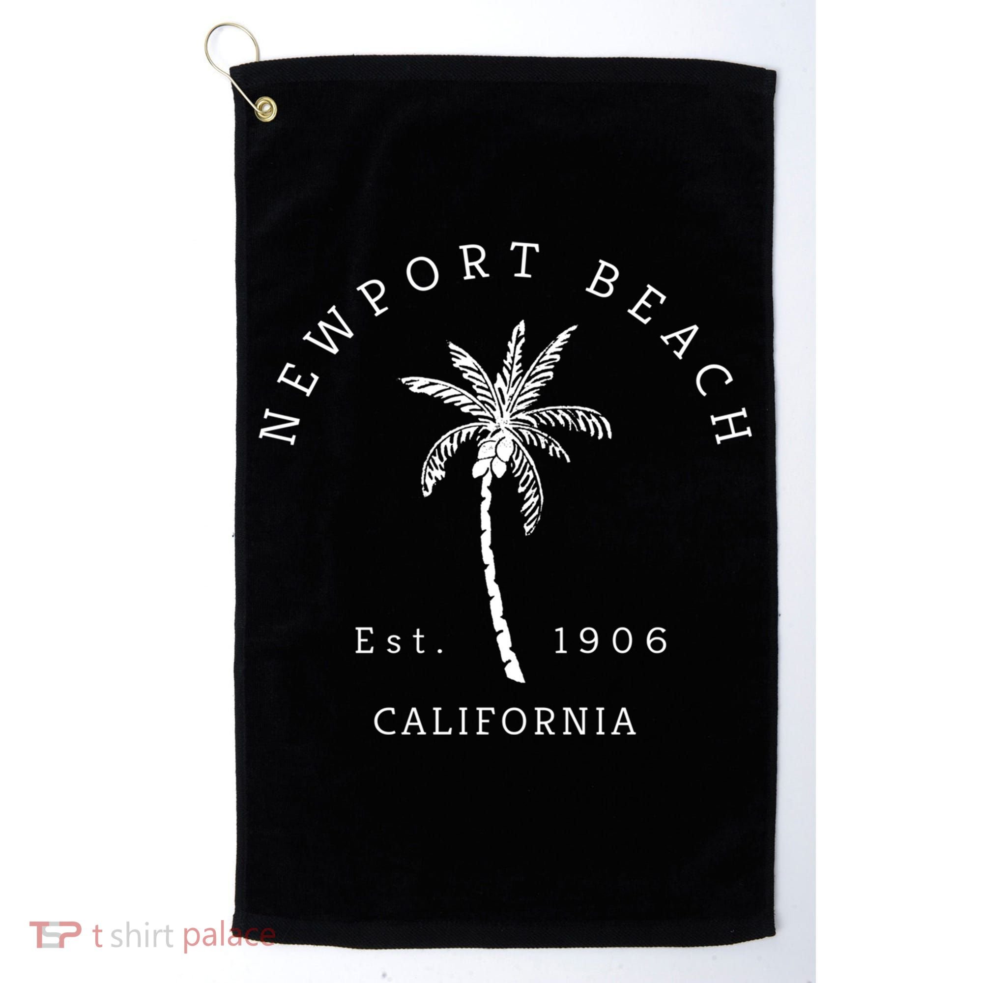 Original Newport Beach Ca Palm Tree Unique Novelty Art Gift Golf Towel