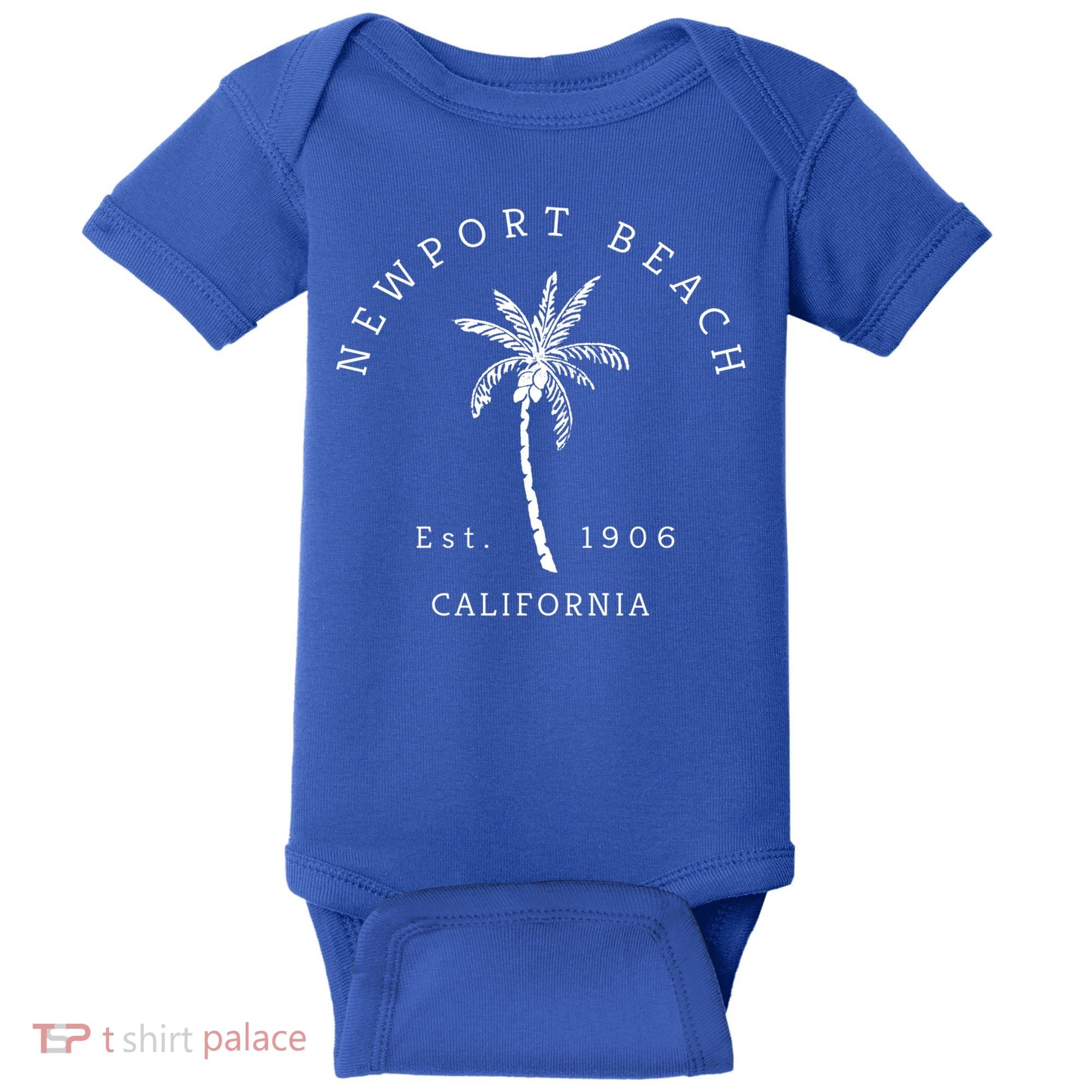 Original Newport Beach Ca Palm Tree Unique Novelty Art Gift Baby Bodysuit
