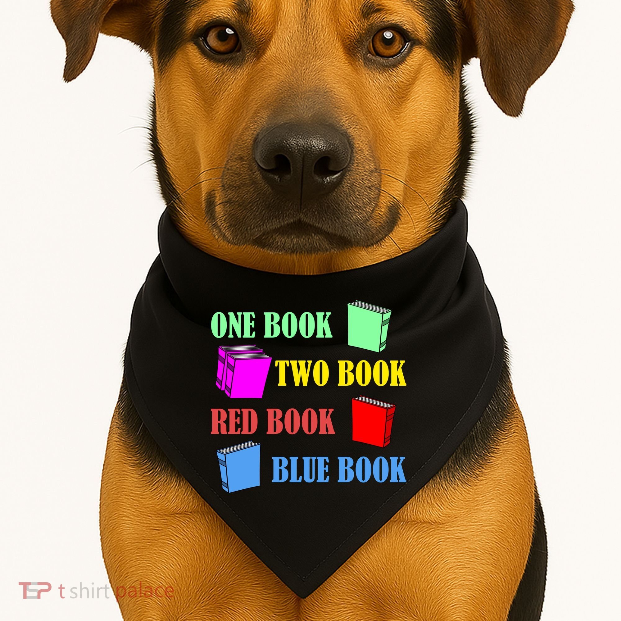 One Book Two Book Red Book Blue Book USA-Made Doggie Bandana