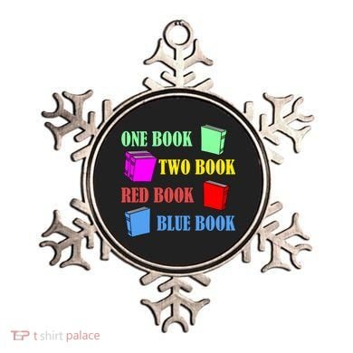 One Book Two Book Red Book Blue Book Ornament