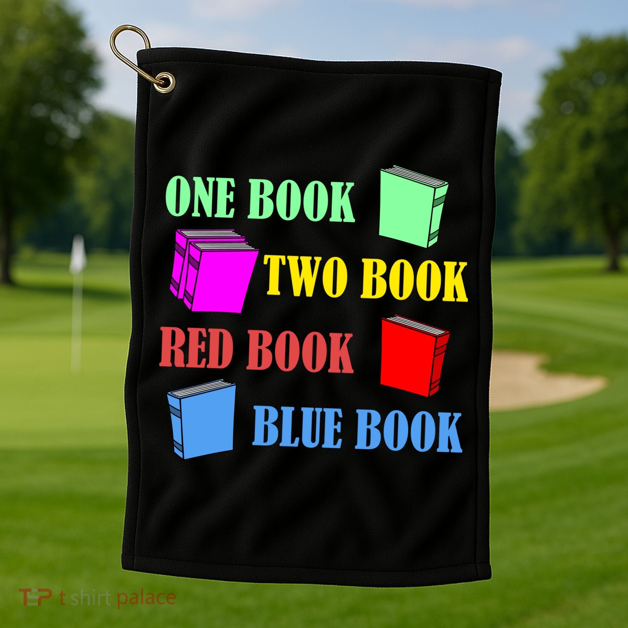 One Book Two Book Red Book Blue Book Golf Towel