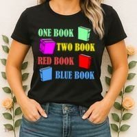 One Book Two Book Red Book Blue Book Women's T-Shirt thumb 2