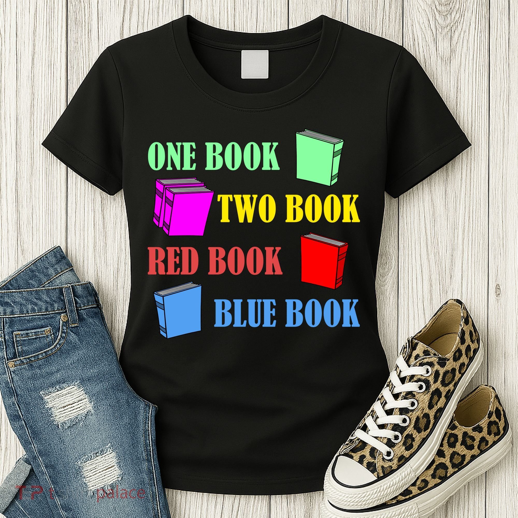 One Book Two Book Red Book Blue Book Women's T-Shirt