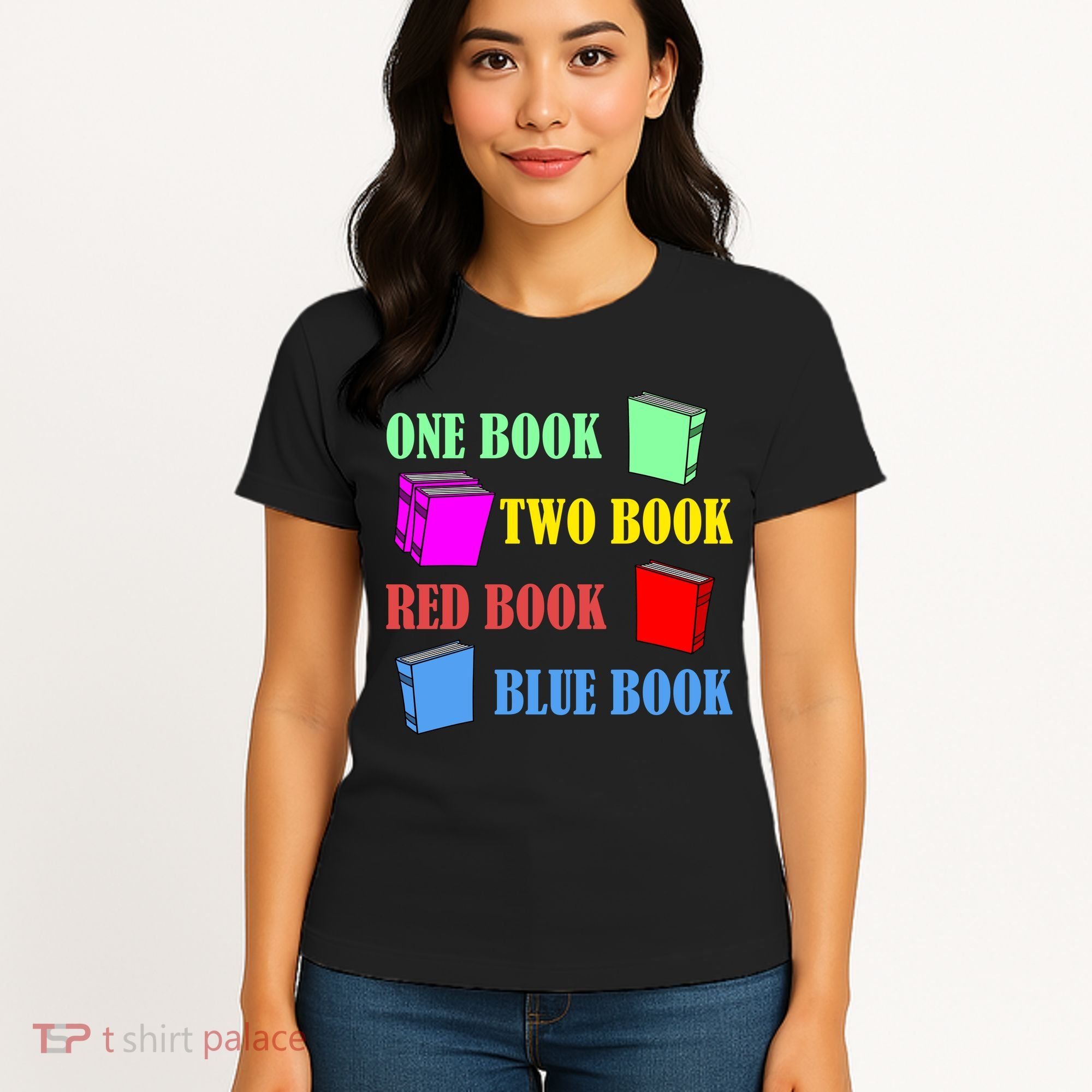 One Book Two Book Red Book Blue Book Women's T-Shirt