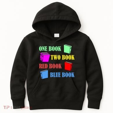 One Book Two Book Red Book Blue Book Kids Hoodie