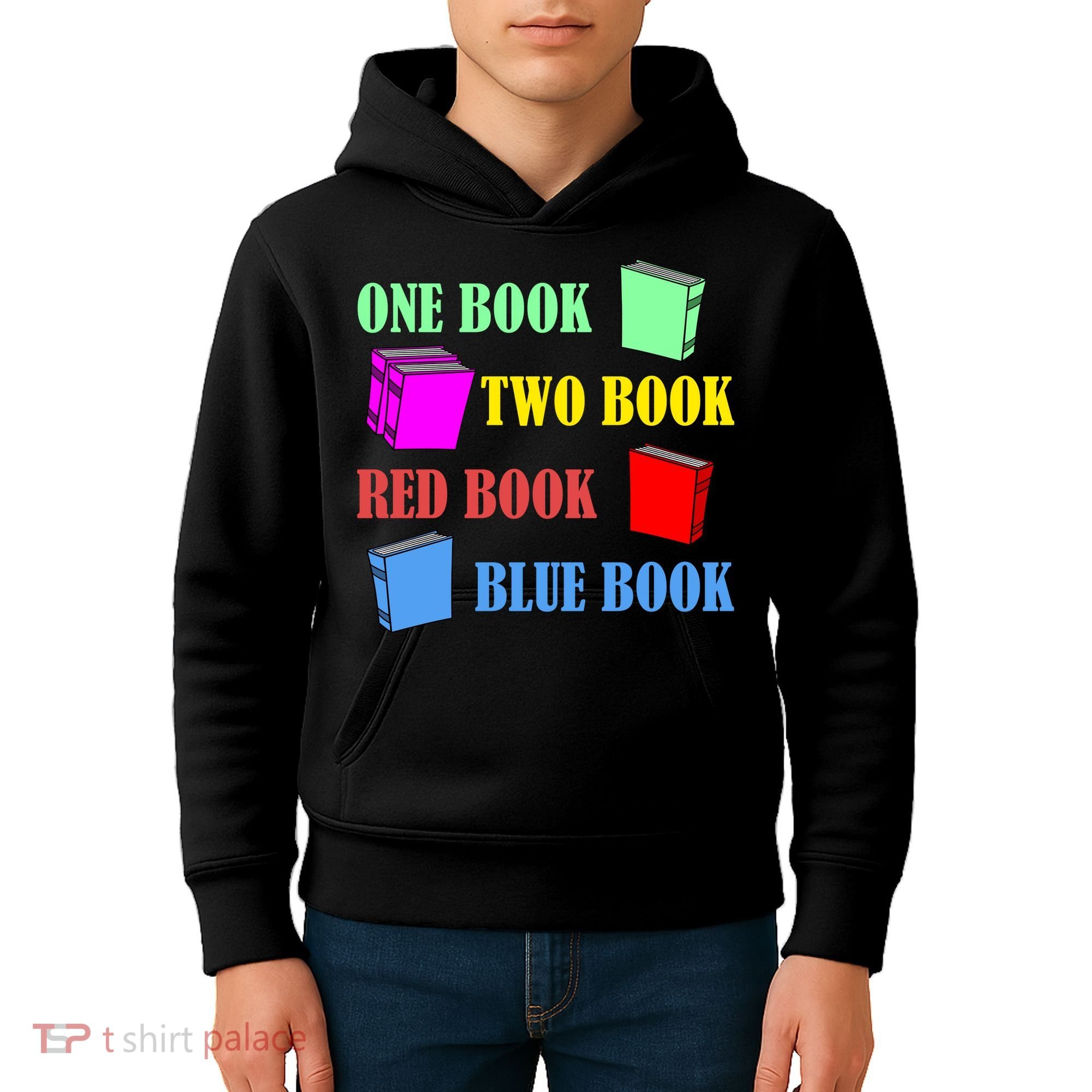 One Book Two Book Red Book Blue Book Kids Hoodie
