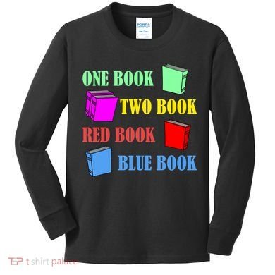 One Book Two Book Red Book Blue Book Kids Long Sleeve Shirt
