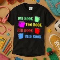 One Book Two Book Red Book Blue Book Kids T-Shirt thumb 3