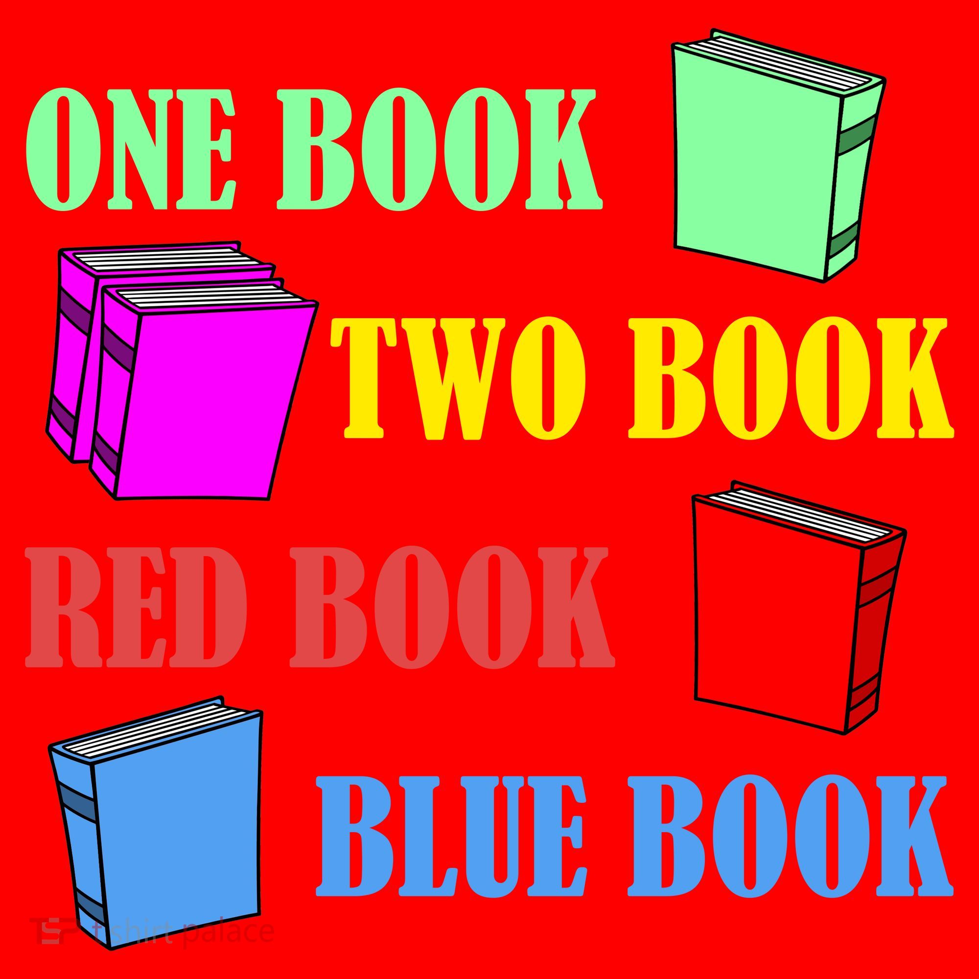 One Book Two Book Red Book Blue Book Santa Hat