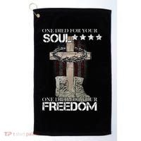 One Died For Your Soul And Freedom Golf Towel thumb 0