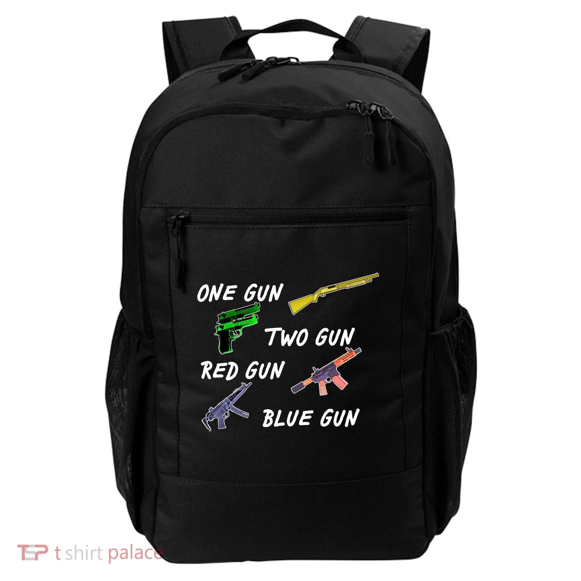 One Gun Two Gun Red Gun Blue Gun Backpack
