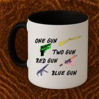 One Gun Two Gun Red Gun Blue Gun Coffee Mug thumb 2