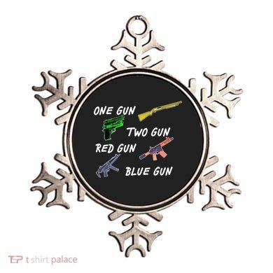 One Gun Two Gun Red Gun Blue Gun Ornament