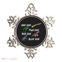 One Gun Two Gun Red Gun Blue Gun Ornament thumb 0