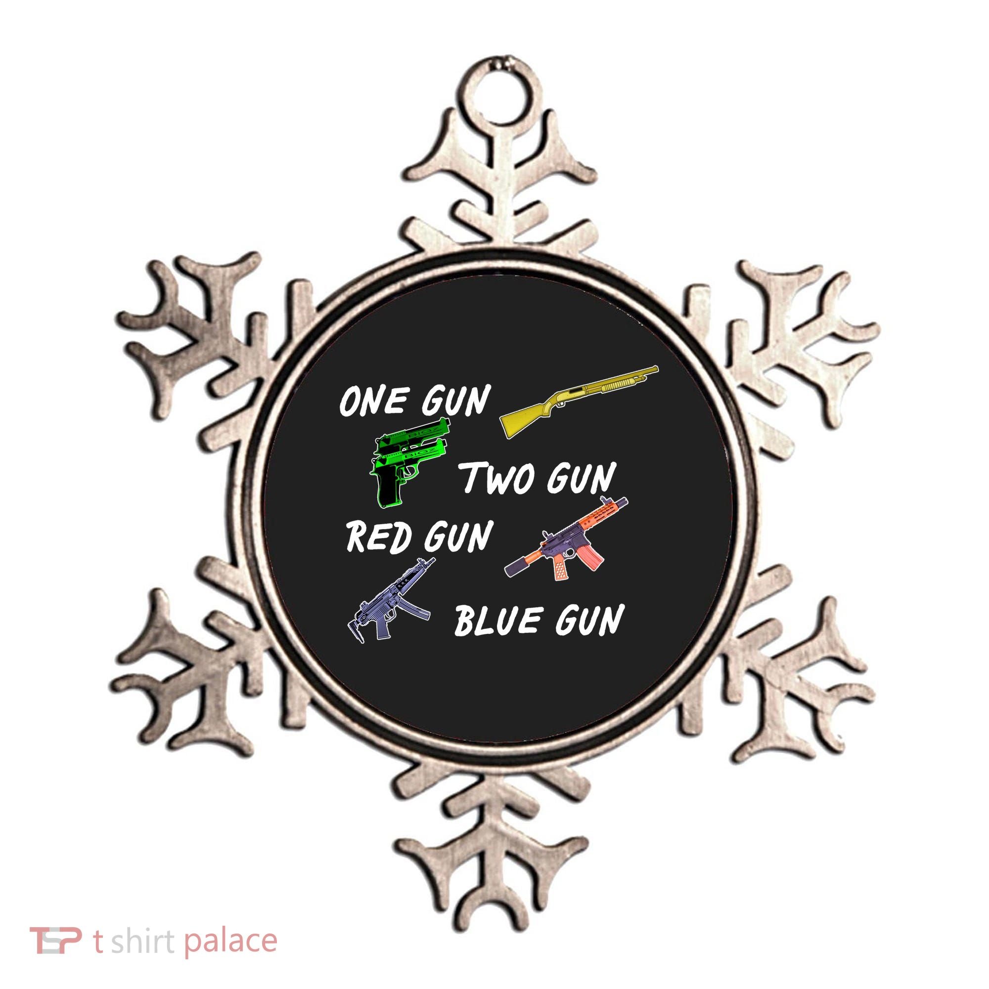 One Gun Two Gun Red Gun Blue Gun Ornament