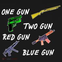 One Gun Two Gun Red Gun Blue Gun Ornament thumb 1