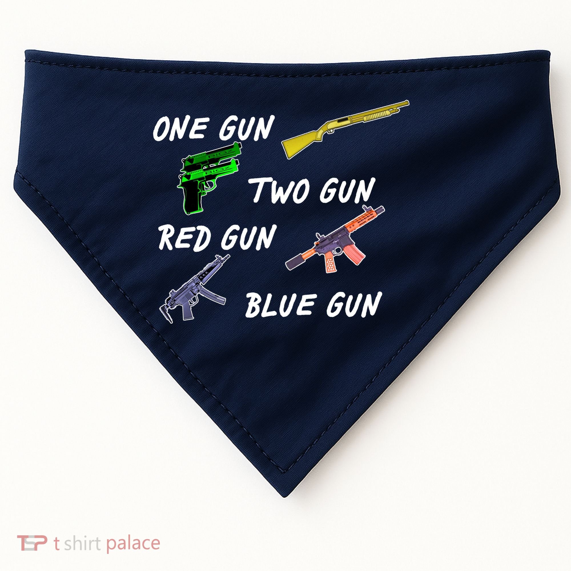 One Gun Two Gun Red Gun Blue Gun USA-Made Doggie Bandana