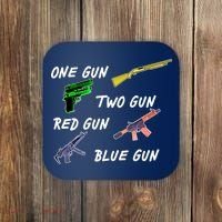 One Gun Two Gun Red Gun Blue Gun Coaster thumb 0