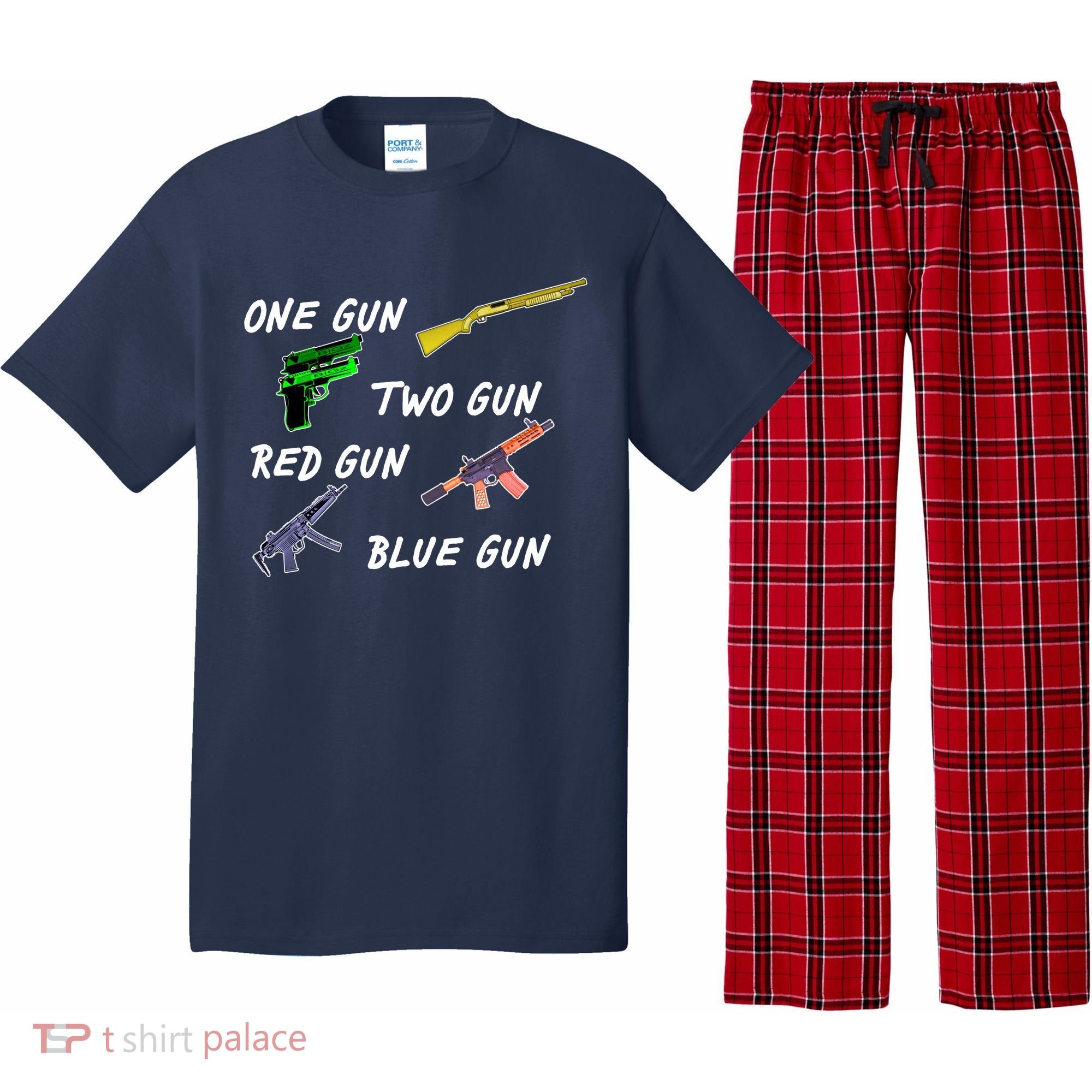 One Gun Two Gun Red Gun Blue Gun Pajama Set