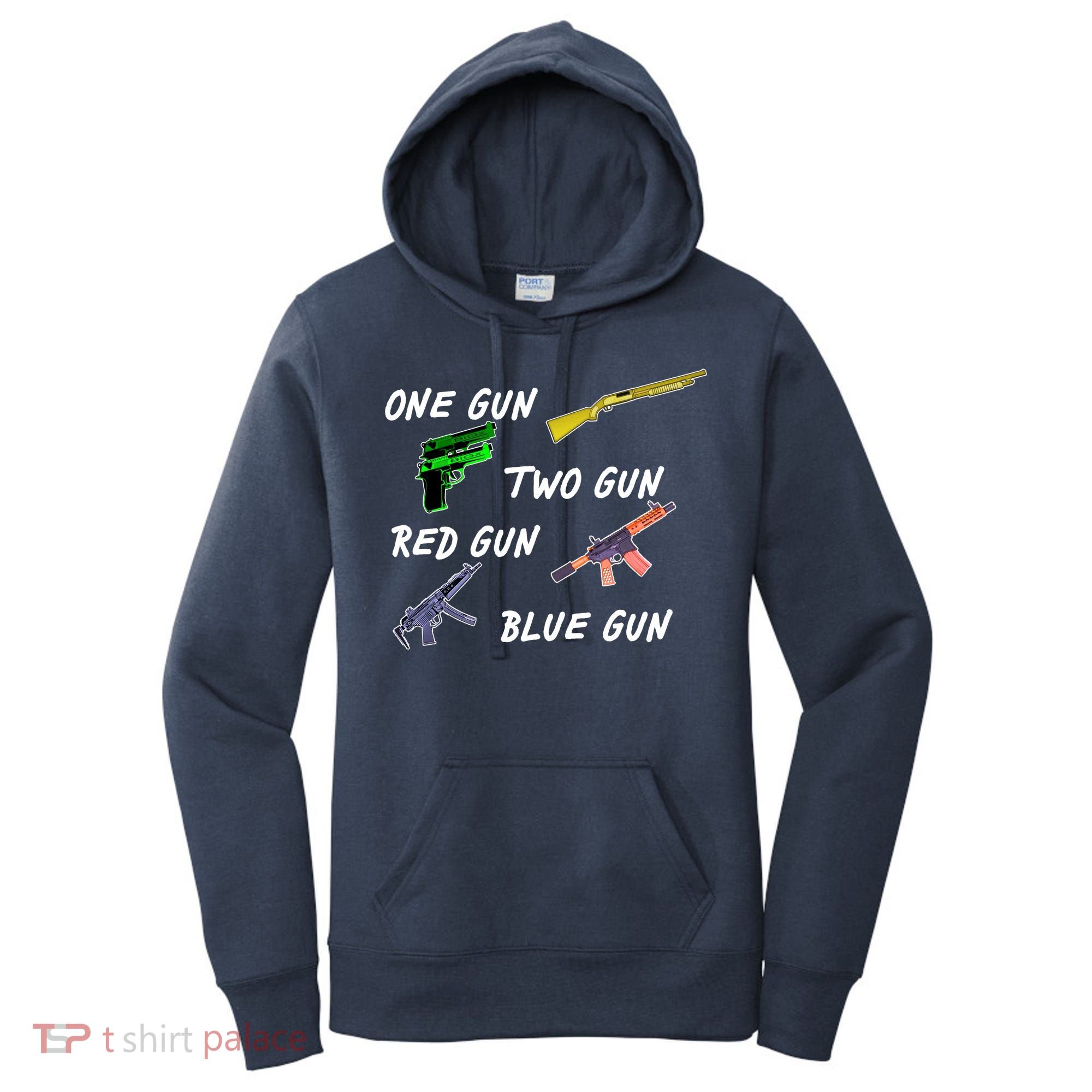 One Gun Two Gun Red Gun Blue Gun Women's Hoodie