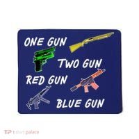 One Gun Two Gun Red Gun Blue Gun Mousepad thumb 0