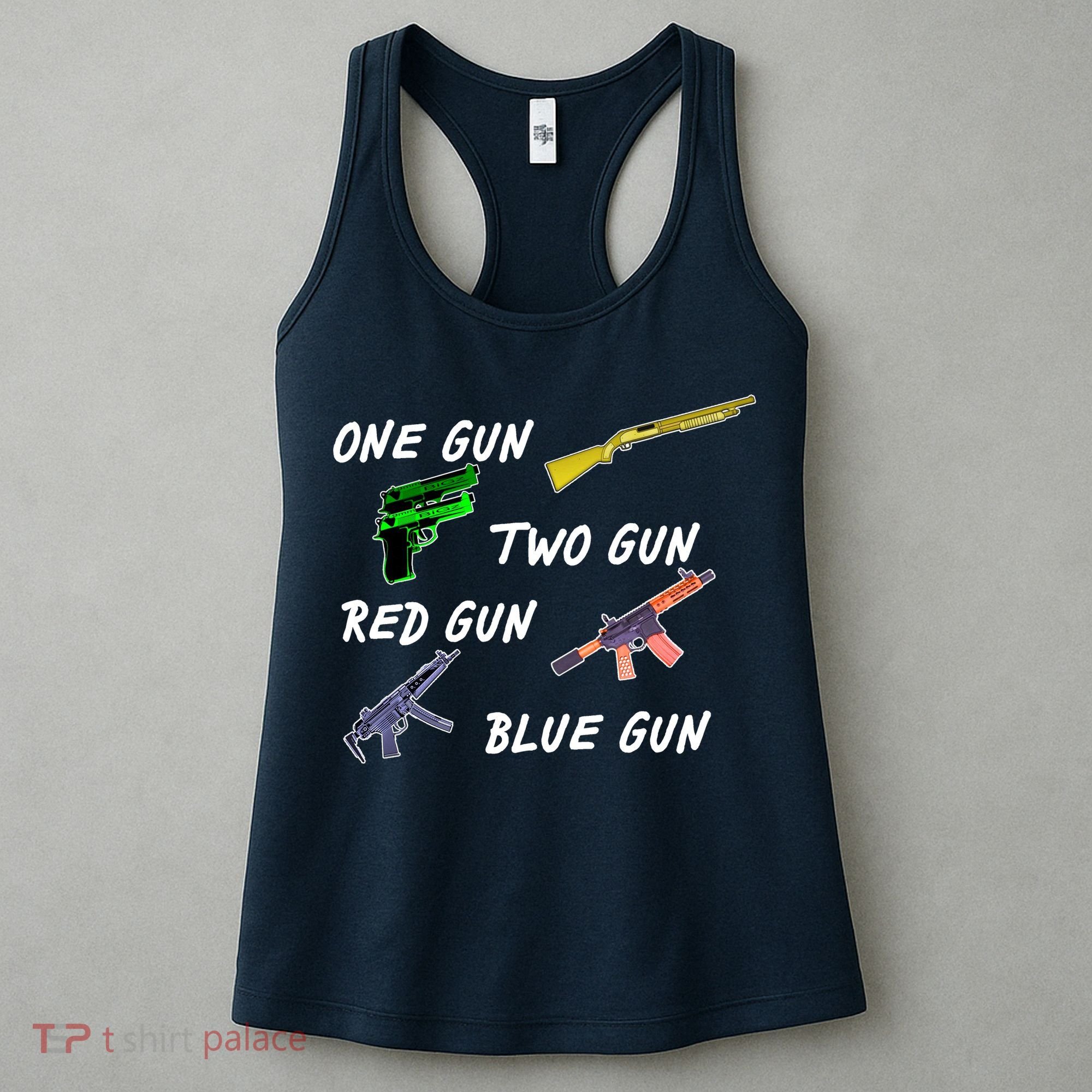 One Gun Two Gun Red Gun Blue Gun Women's Tank Top