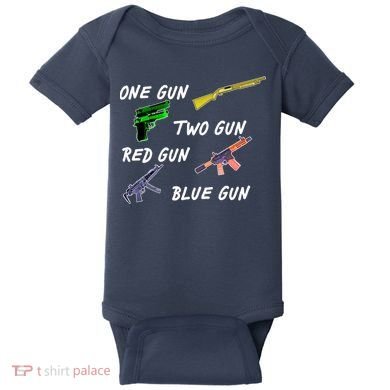 One Gun Two Gun Red Gun Blue Gun Baby Bodysuit
