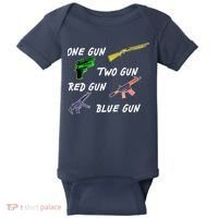 One Gun Two Gun Red Gun Blue Gun Baby Bodysuit thumb 0