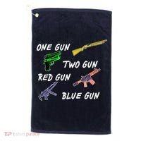 One Gun Two Gun Red Gun Blue Gun Golf Towel thumb 0